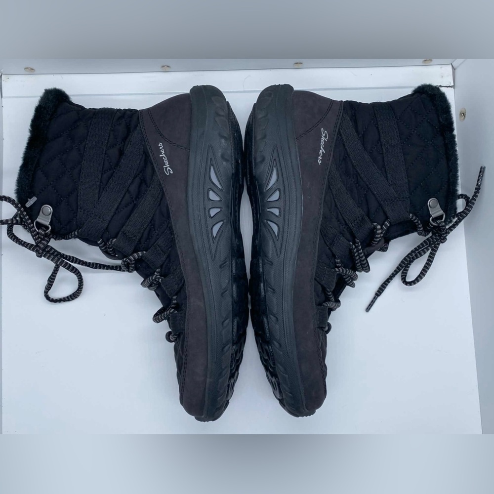 Skechers Reggae Fest-Moro Women's Black Quilted Lace-Up Ankle Boots 49583 Size 6 - Picture 5 of 8